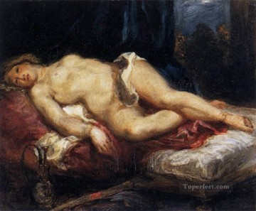  Odalisca Pintura - Odalisca reclinada en un diván Romántico Eugene Delacroix